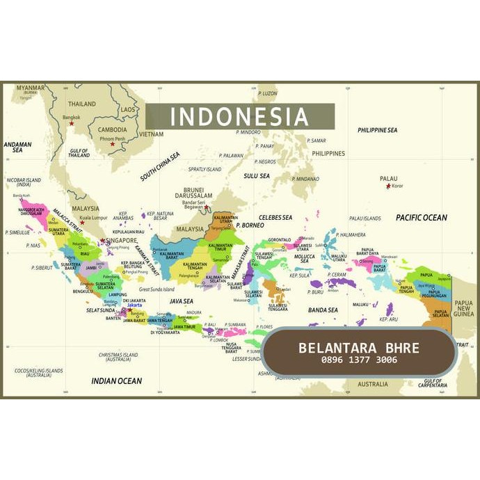 

New!!! Peta Map Indonesia 38 Provinsi - Poster Besar Jumbo Waterproof Deluxe (Size L: 84 Cm X 125 Cm) Co