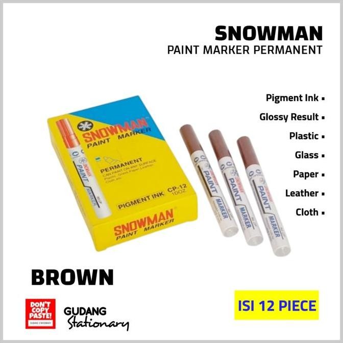 

Spidol Permanent Paint Marker Snowman Cokelat (Isi 12 Pcs) Co