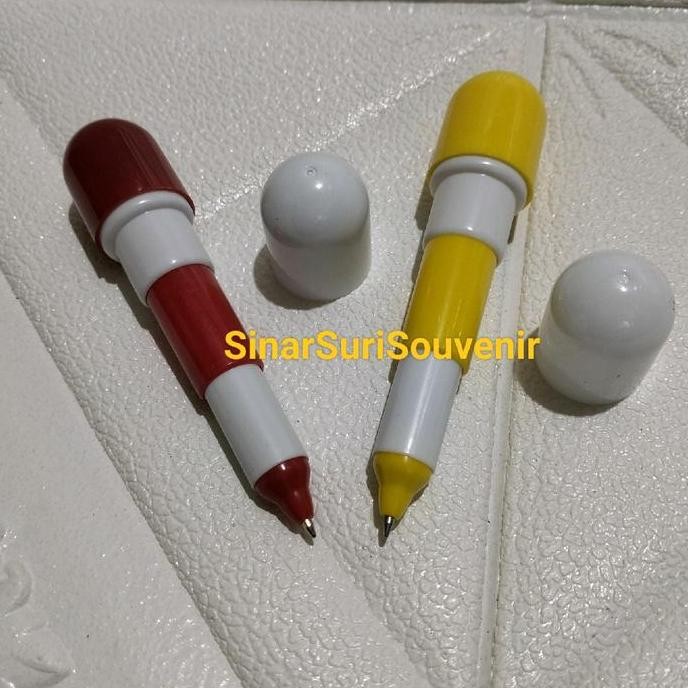 

Souvenir Pernikahan Isi 100 Pcs Pulpen Kapsul Unik Kemas Plastik Tinta Biru Hitam Co