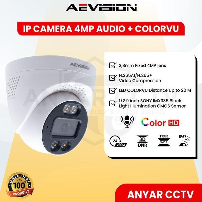 AEVISION IP CAMERA 4MP AUDIO COLORVU INDOOR