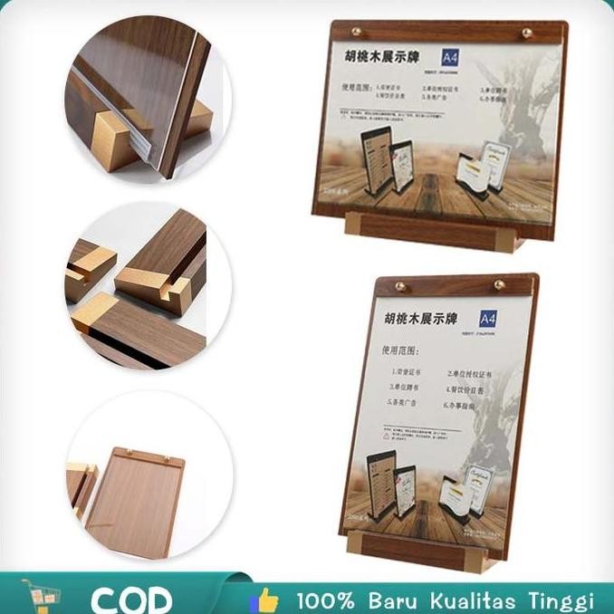 

A4 Stand Menu Kayu Standing Menu Meja Display Menu Wood Sign Holder Co