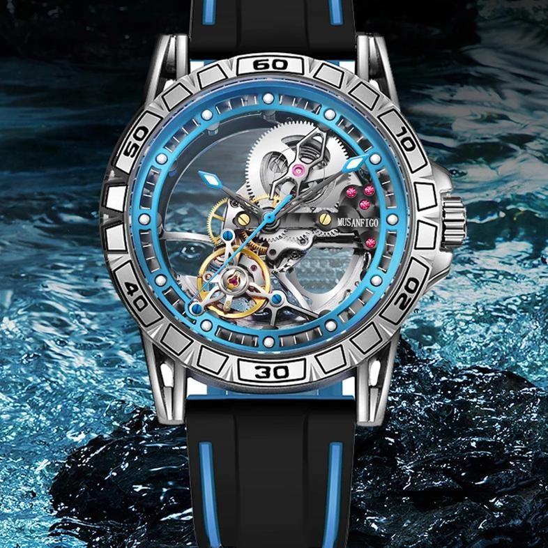 Men's Watch Hollow Full Automatic Mechanical Watch Night Glow Waterproof Men's Watch Fashion Trend M