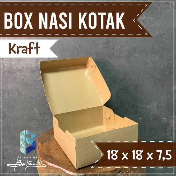 

Box Catering 18X18X7,5 Kraft Laminasi Box Nasi Kotak Isi 50 Pcs - Foodgrade Co