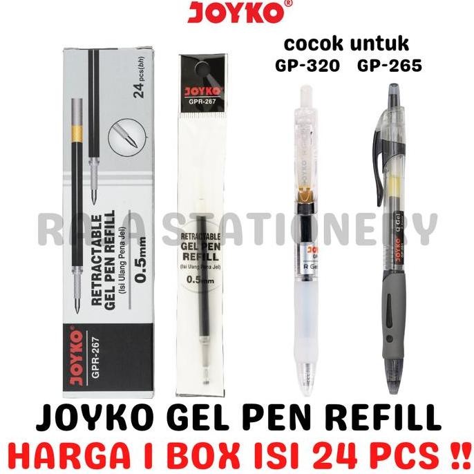 

PROMO! JOYKO GEL PEN REFILL BLACK BLUE ISI ULANG PEN JOYKO HITAM BIRU GP-265 GP-320 GPR-267 BOX [24PCS]