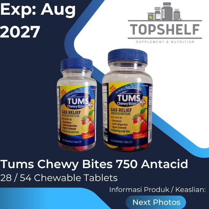 

NEW Tums with Gas Relief Chewy Bites Lemon & Strawberry Maag Heartburn
