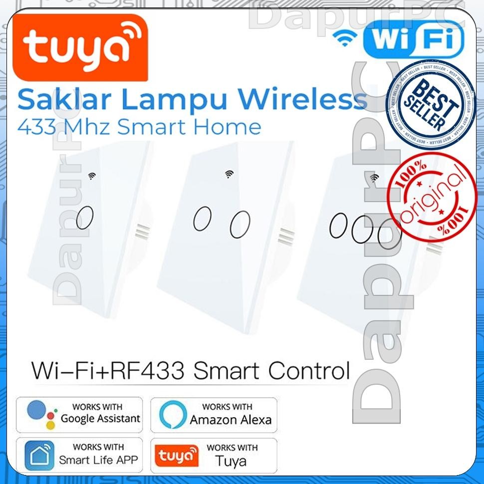 Tuya Saklar Lampu Pintar Wireless WIFI + RF 433Mhz Smart Home