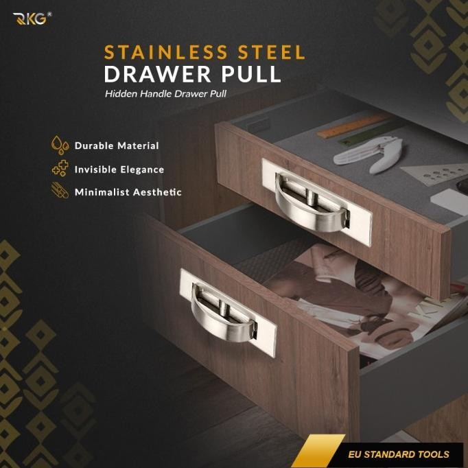 Tarikan Laci Tanam Tersembunyi Handle Gagang Lemari