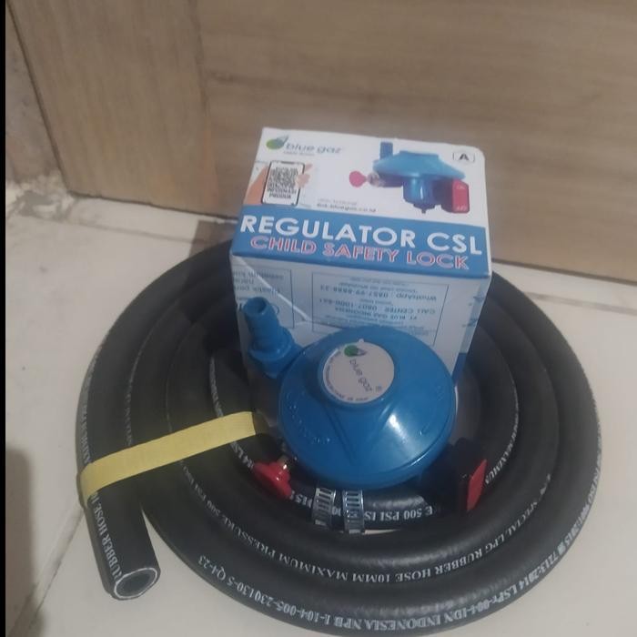 Regulator Blue Gaz + Selang Gas Bluegaz + 2 Pc Clamp Asli Original Dan Terpercaya