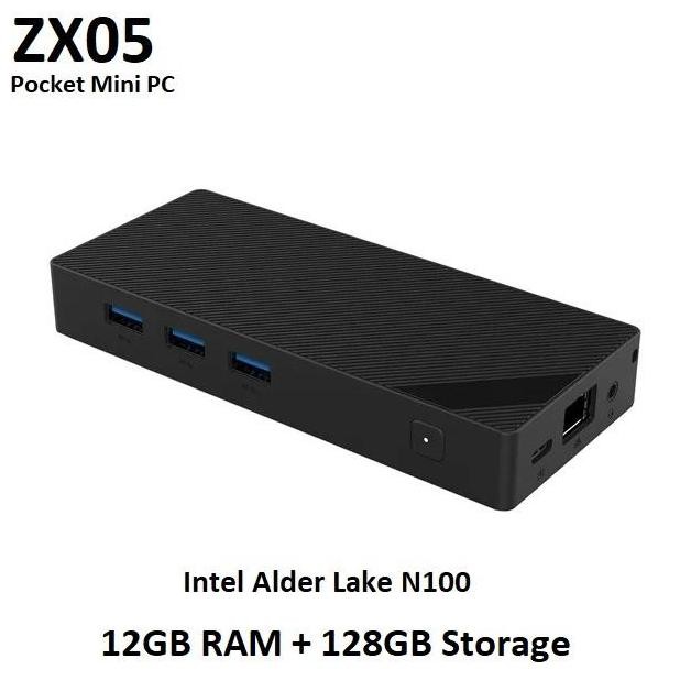 Zx05 Pocket Mini Pc - Intel Alder Lake N100 - Lpddr5 12Gb Ram Ssd 128Gb Rom New Stok