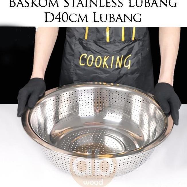 Baskom Lubang Stainless 40cm | Saringan Tirisan Baskom Serbaguna PS