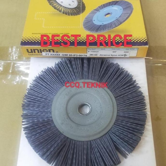 SIKAT PIRING WHEEL BRUSH ABRASIVE NYLON GWI-60 150MM-6 IN#180 ABU-ABU