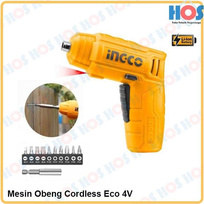#####] Mesin Obeng Baterai Screwdriver Cordless 4 V Ingco CSDLI0402