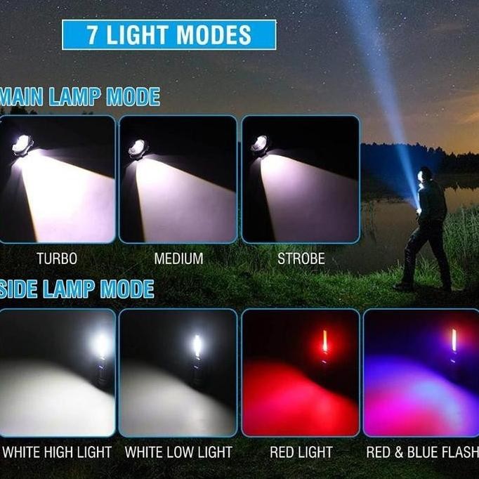 Senter Swat Police Terbaik / Zoom 7 Mode Cahaya Senter/Senter Led Rechargeable /Senter Led A76 Jarak