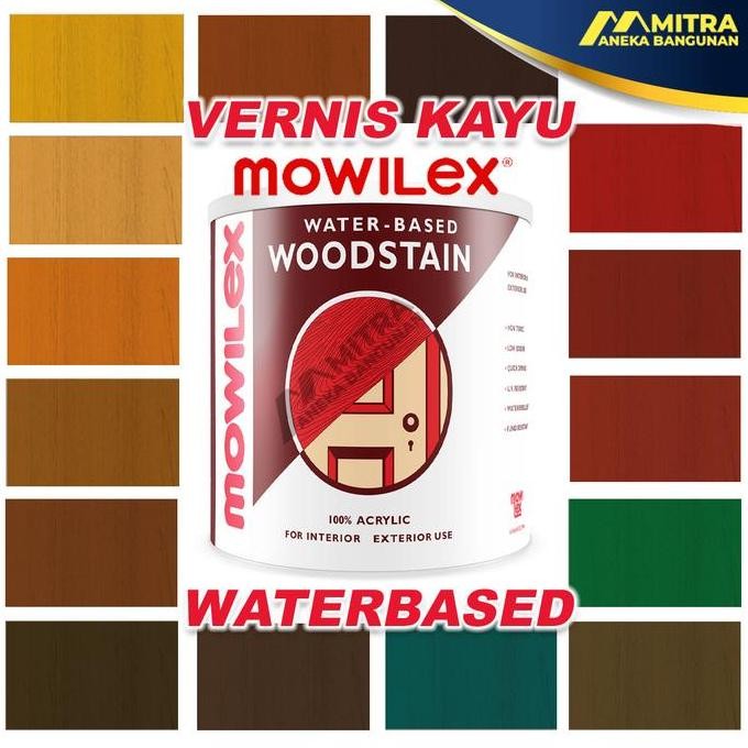 NEW MOWILEX WOODSTAIN WATERBASED PLITUR KAYU PERNIS VERNIS POLITUR KAYU