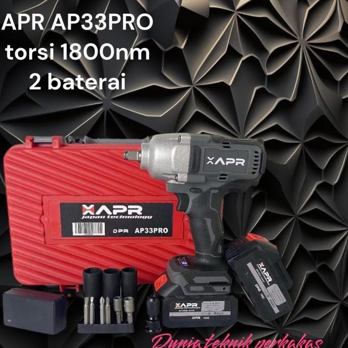 TERMURAH - APR AP33 PRO IMPACT WRENCH APR AP33PRO 1800NM 2 BATERAI