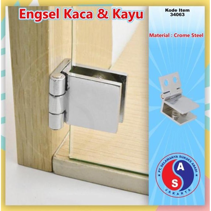 Engsel Jepit KACA ke KAYU / Engsel Pintu Kaca Lemari Etalase