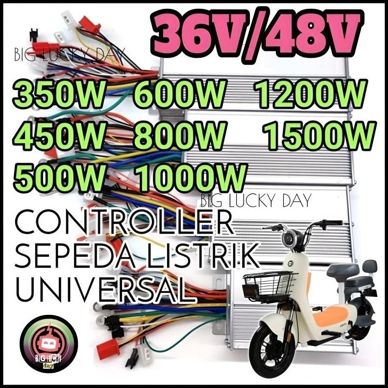 Pengontrol Sepeda Listrik Universal 36V 48V 350W hingga 1500W Brushless Motor Controller
