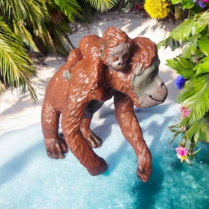 restock  Figure Patung Pajangan Mainan Miniatur Orangutan Orang Utan 7-11 cm - 1 Plastik Toy