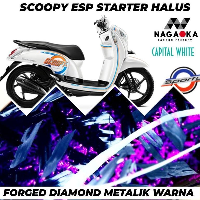 SCOOPY ESP STARTER HALUS CARBON FORGED DIAMOND PREMIUM METALIK RNA SPAKBOR BELAKANG SPION BEHEL SCOO
