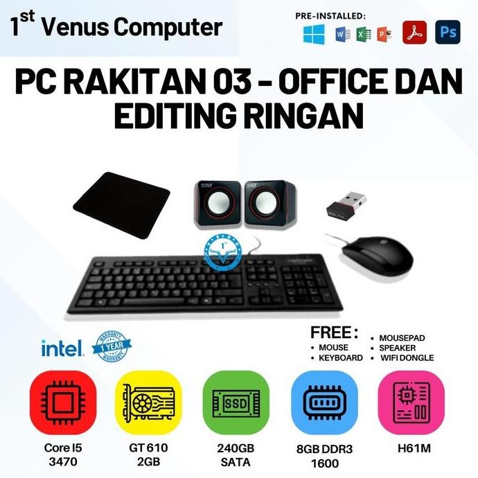 Pc Rakitan 03 - Office Dan Editing Ringan / Pc Rakitan Office & Editing New Stok