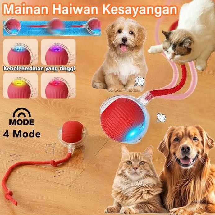 Mainan Haiwan Peliharaan Elektrik, Tovs Kucing Pintar, Bola Bergolek Automatik, Ekor Palsu, Boleh Di