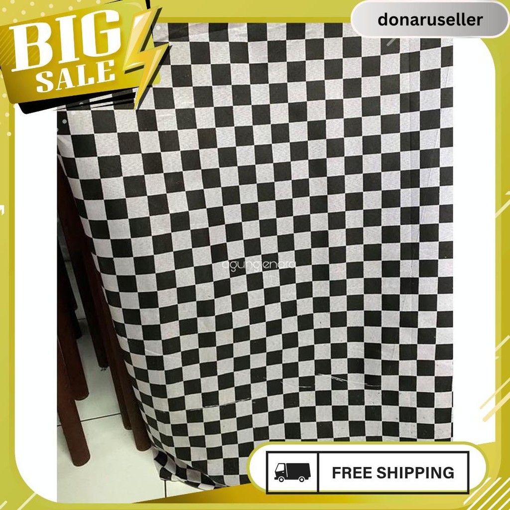 Kain Kasa Kotak Hitam Putih Bali 6.6