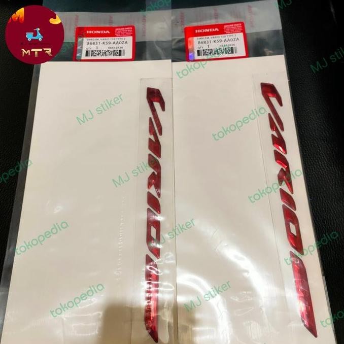 Emblem Vario 150 Type 2 Merah original 2018-2021. 86831-K59-AA0ZA
