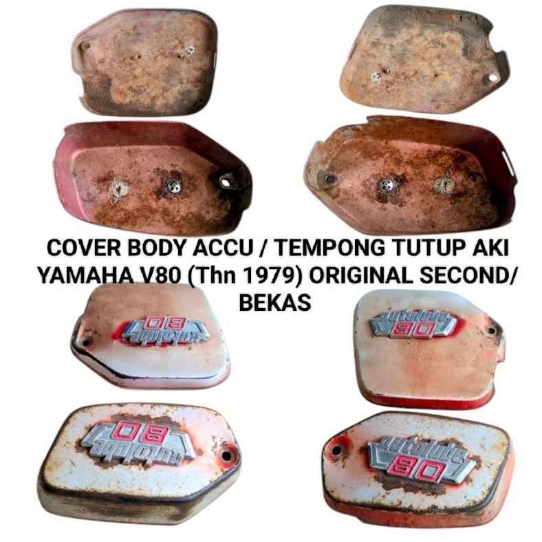 TEMPONG AKI SAMG KANAN KIRI (MERAH) YAMAHA V80 V 80 PLATINA TAHUN 1979 KOMPLIT EMBLEM SESUAI FOTO BO