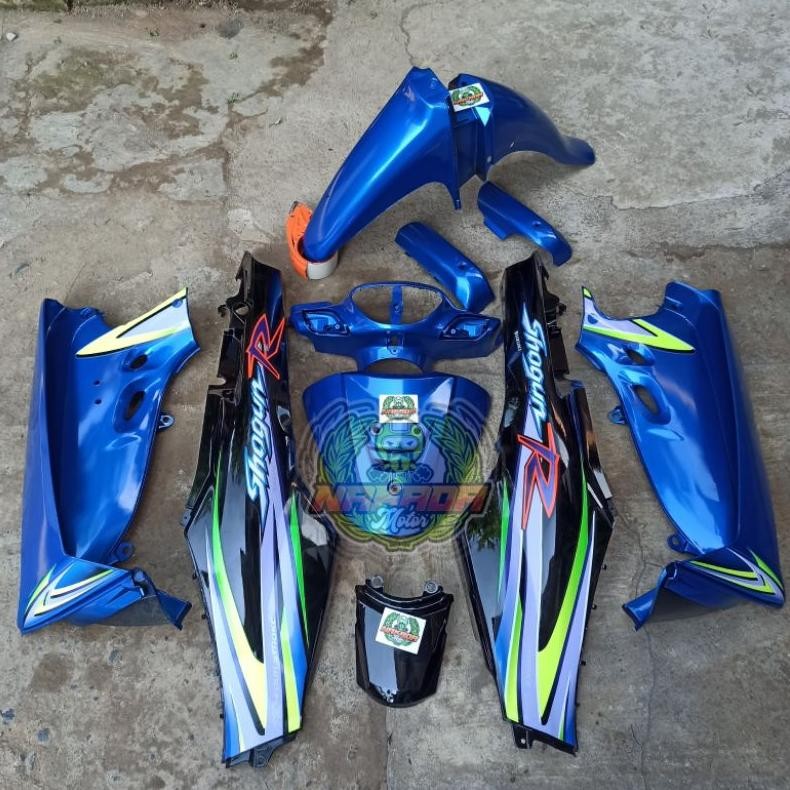 Cover Body Shogun 110 R New Full Set Halus Biru Hitam 2002