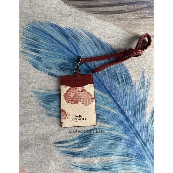 

READY COCH Lanyard ID Name Tag Card Holder In White Red NEW