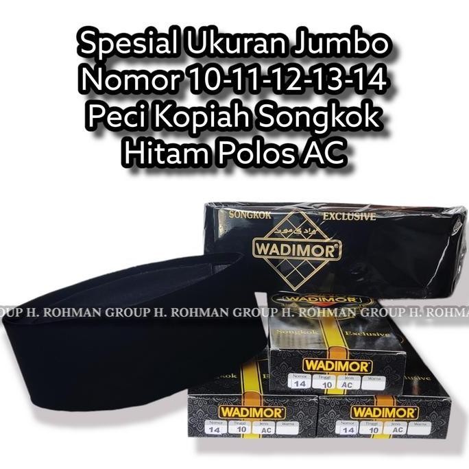 baru  Peci Wadimor Ukuran Besar Songkok Jumbo XXL Ukuran Nomor 11 12 13 14 Kopiah Dewasa Bigsize Tin