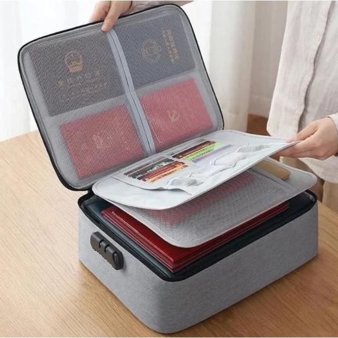 

READY Tas Partisi Dokumen Travel document Bag Storage with 3 Digit Password NEW