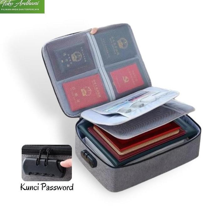 

READY Document Storage Bag Tas Penyimpanan Dokumen Anti Air 3 Digit Password NEW
