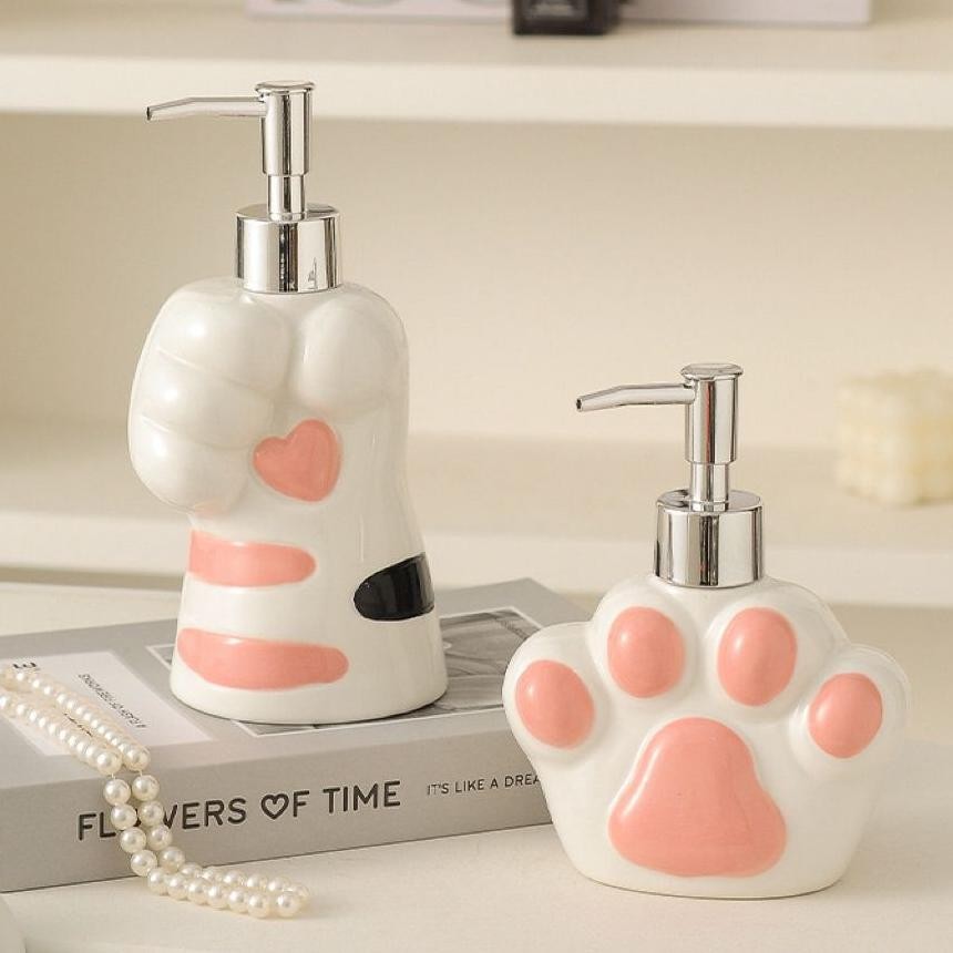 NEW Cat Paw Soap Dispenser / Tempat Lotion Hand Sanitizer Sabun Cuci Tangan Keramik Kucing Lucu Aest