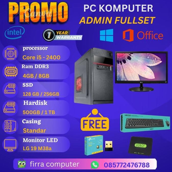 Pc Komputer Rakitan Lengkap Core I5 2400/Ram/Ssd/Hdd/Led Lg19/Mk120 New Stok