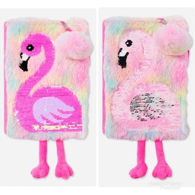 

READY JUSTICE FLAMINGGO SEQUIN DIARY INCLUDE PEN - BUKU CATATAN JUSTICE NEW