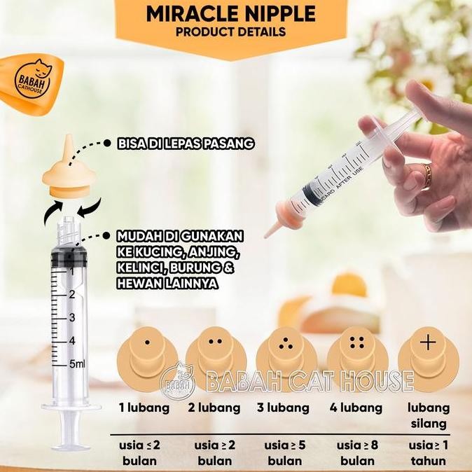 ready MIRACLE NIPPLE Dot Susu untuk Bayi Anjing Kucing baru Lahir Botol