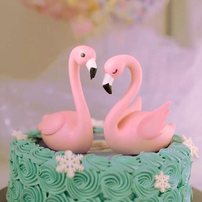 Dekorasi kue ulang tahun / Topper Flamingo untuk kue pesta ulang tahun
