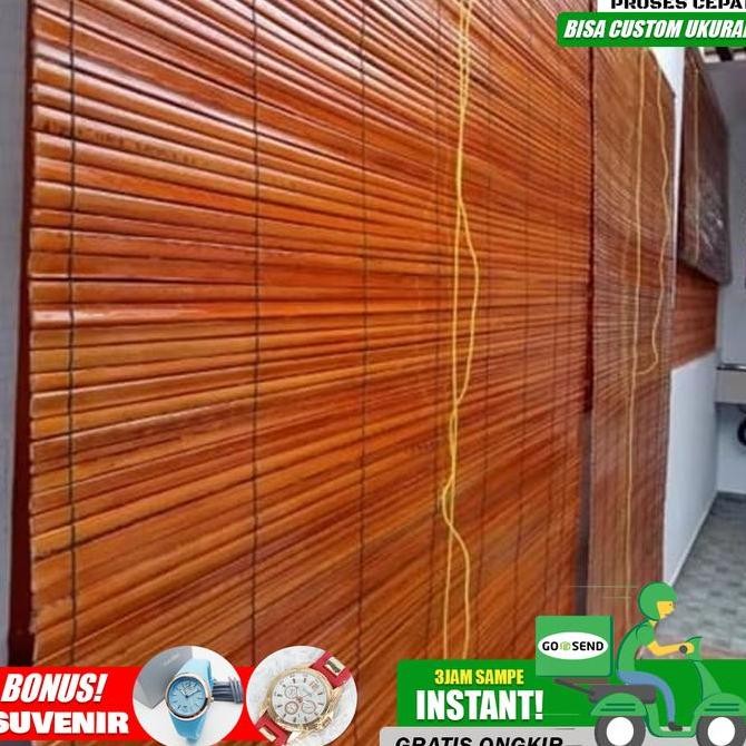 Tirai Bambu 2x2,5m anti tampias Kerai dan Gulungan. BERHADIAH suvenir