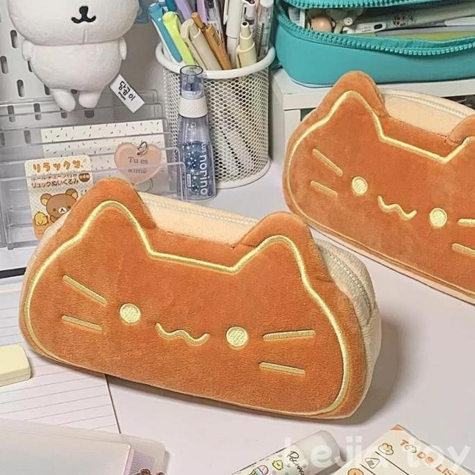 

baru [COD]Tas Pena Kucing Lucu/Kotak Pensil Zipper Kartun/Besar Pencil Case/Tempat pensil kain Kotak