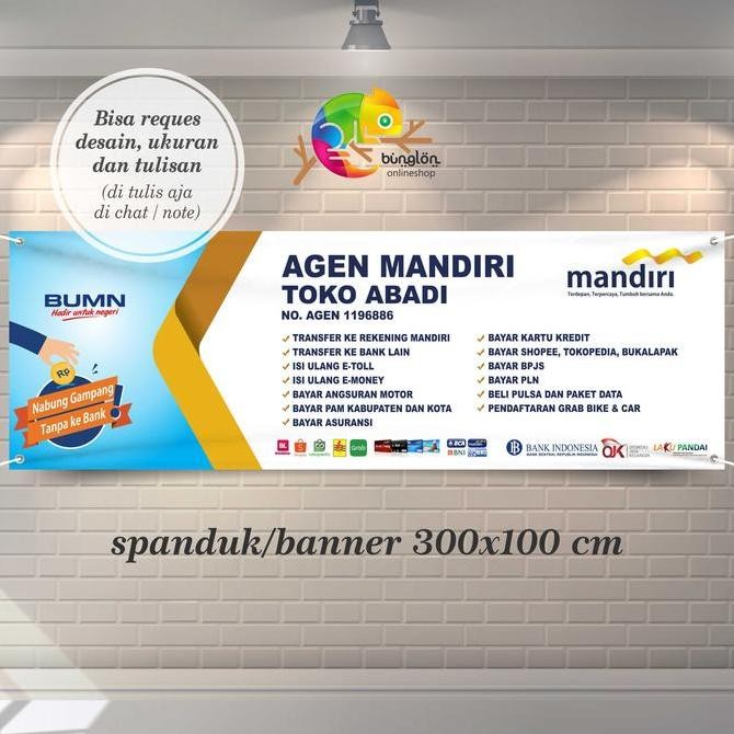Banner, Spanduk Custom Uk. 3x1 M (Contoh Agen Mandiri)