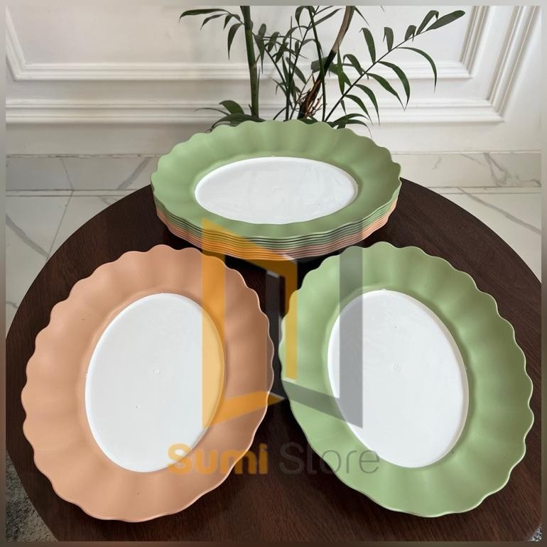 (6Pcs) Piring Makan Oval Plastik/ Piring Makan Plastik Oval 12 Hikari/ Piring Prasmanan Plastik Tren