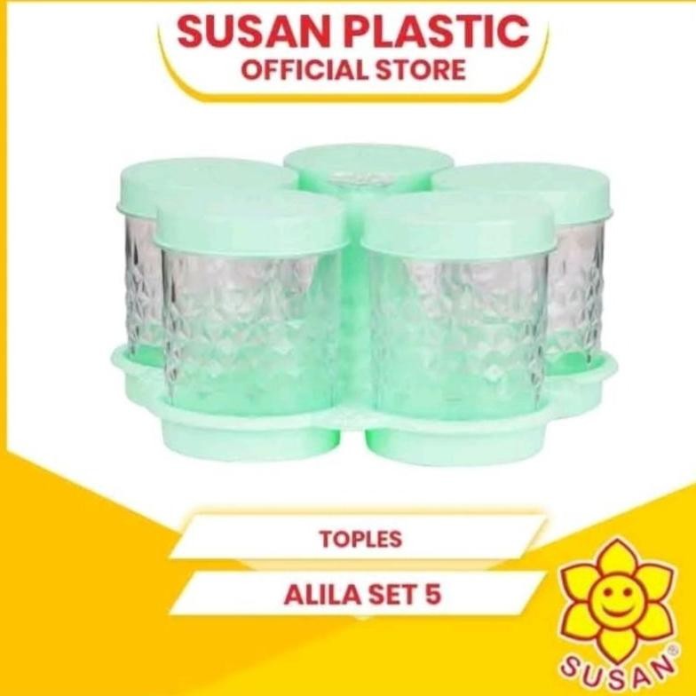 Toples + Nampan/ Toples Set 5In1/ Toples Warna Bunga/ Toples Nampan/ Toples Set Lebaran/ Toples Isi 