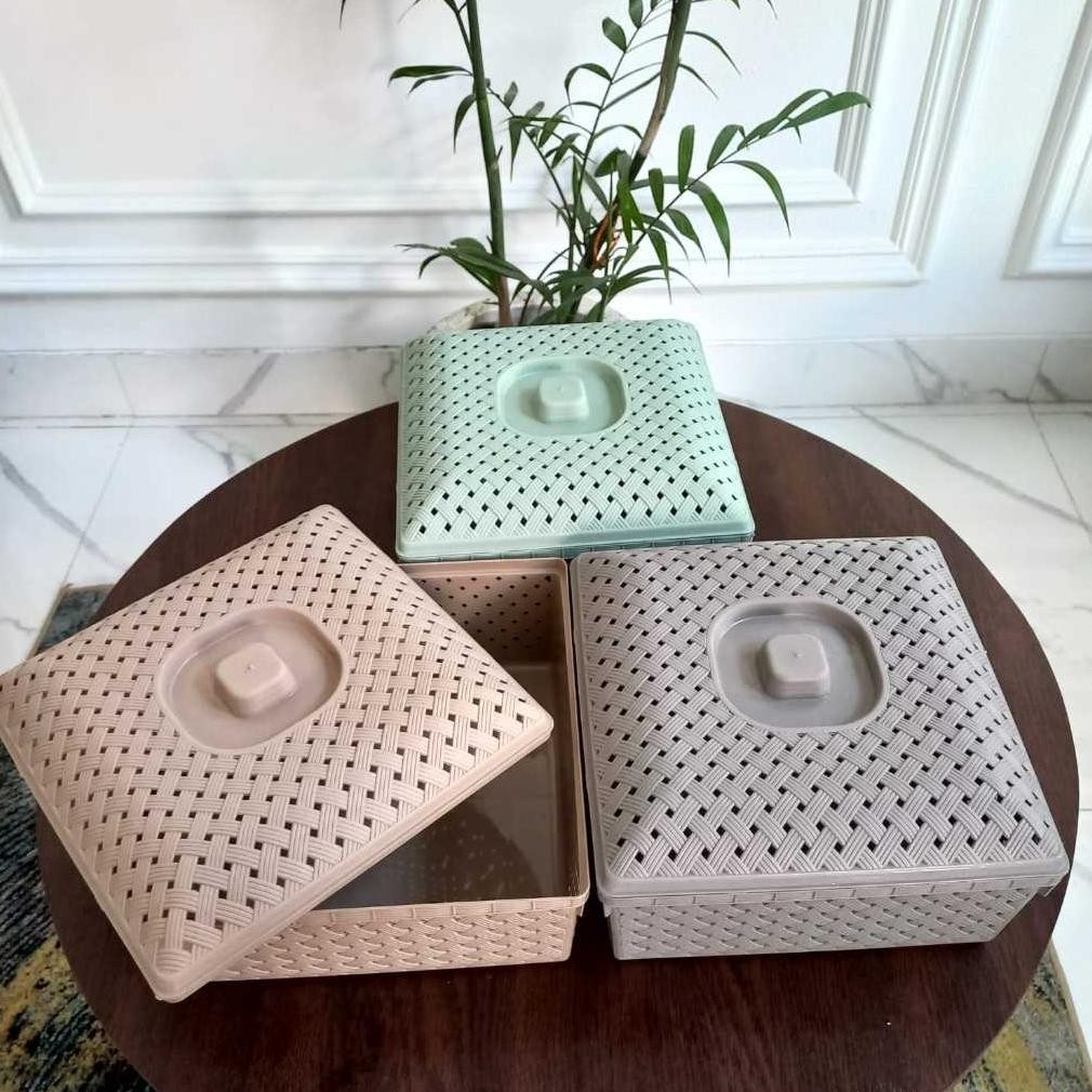 [6 Pcs] Wakul Anyam Kotak Dengan Tutup | Wadah Berkat Hajatan Souvenir Besek Plastik Hampers Murah |