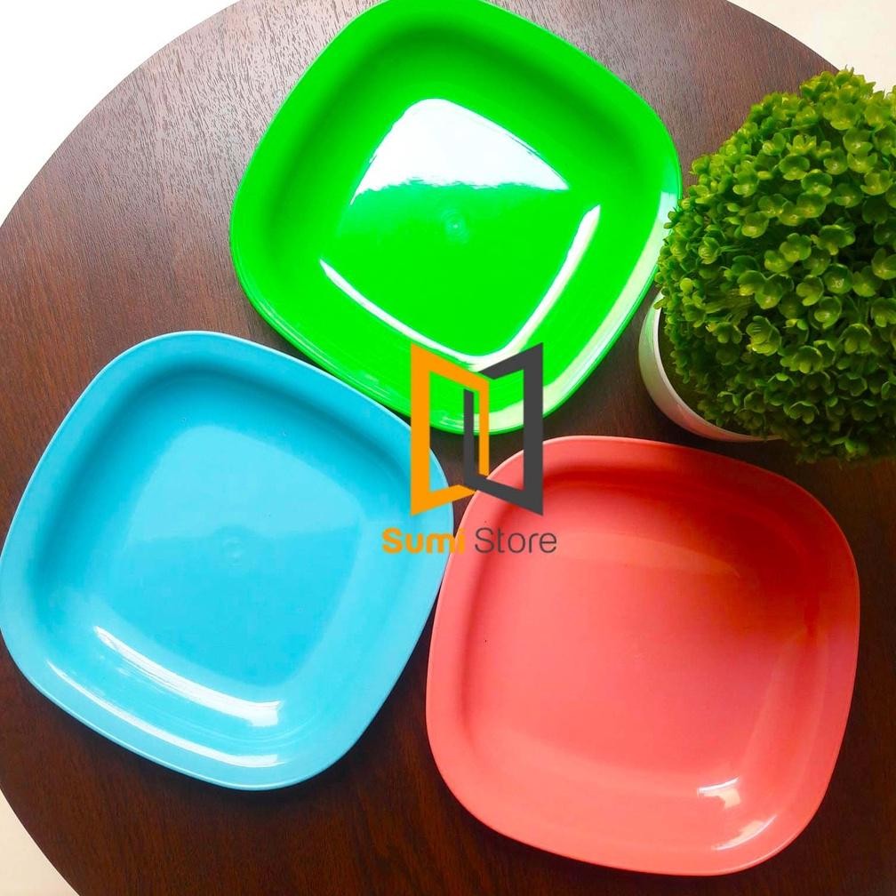 Piring Plastik Kotak Ns - 8" - Piring Segi Plastik - Panjang 21 Cm Ready