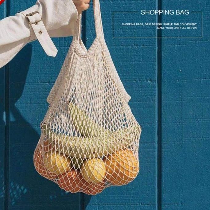 baru Tote Bag Jala Tas Belanja Pasar Sayur Buah Jaring Reusable