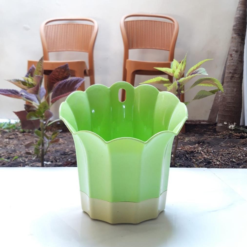 Pot Tempel Dinding Putih 18 Sunflower + Tatakan/ Pot Bunga Dinding/ Pot Tempel Warna Trending