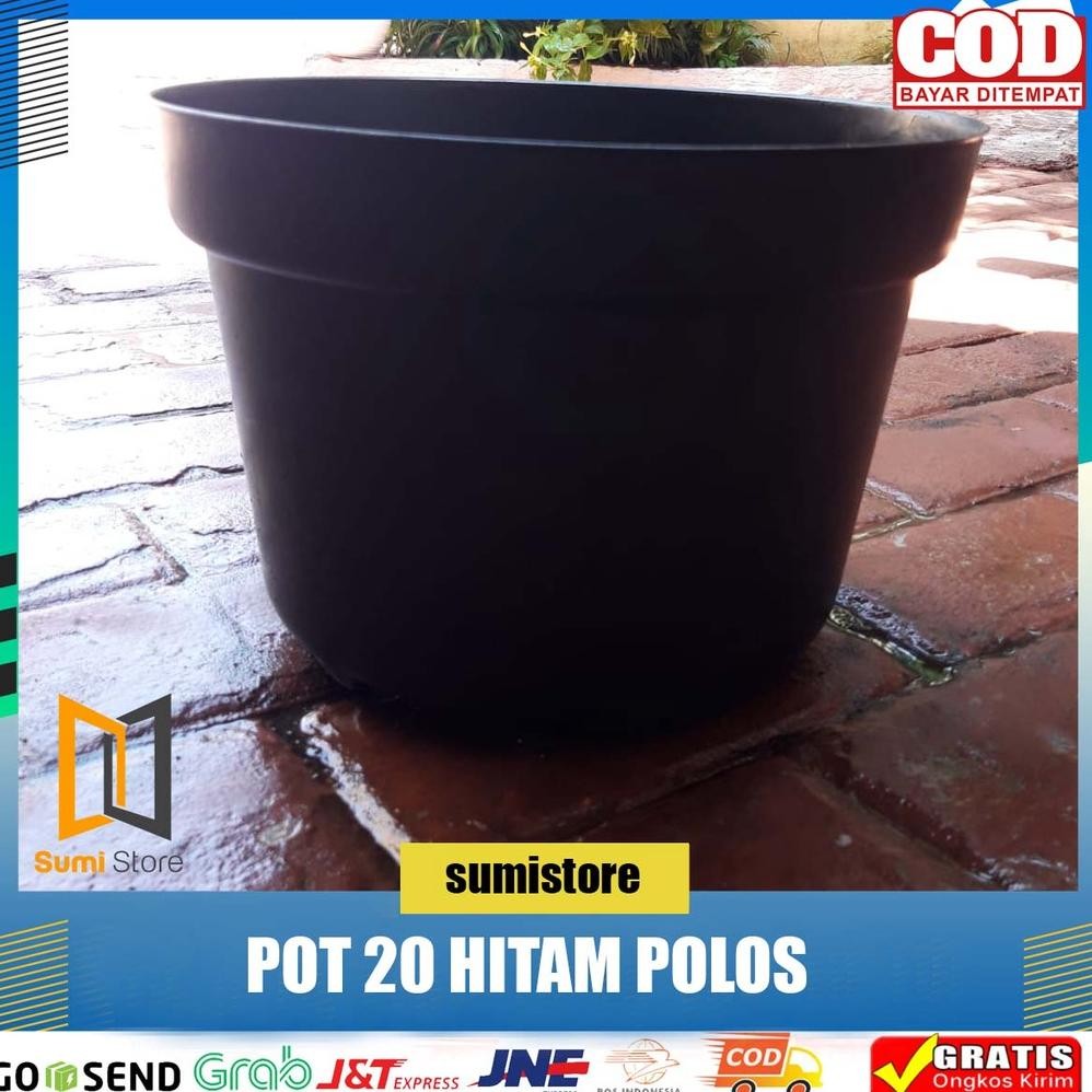 Pot Bunga Tanaman Plastik Hitam 20 - Pot Hitam 20 Cm Baru