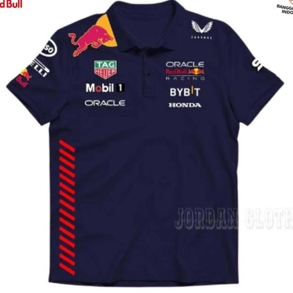 Polo Shirt Kaos Kerah Team Balap Redbull Formula One F1 Racing