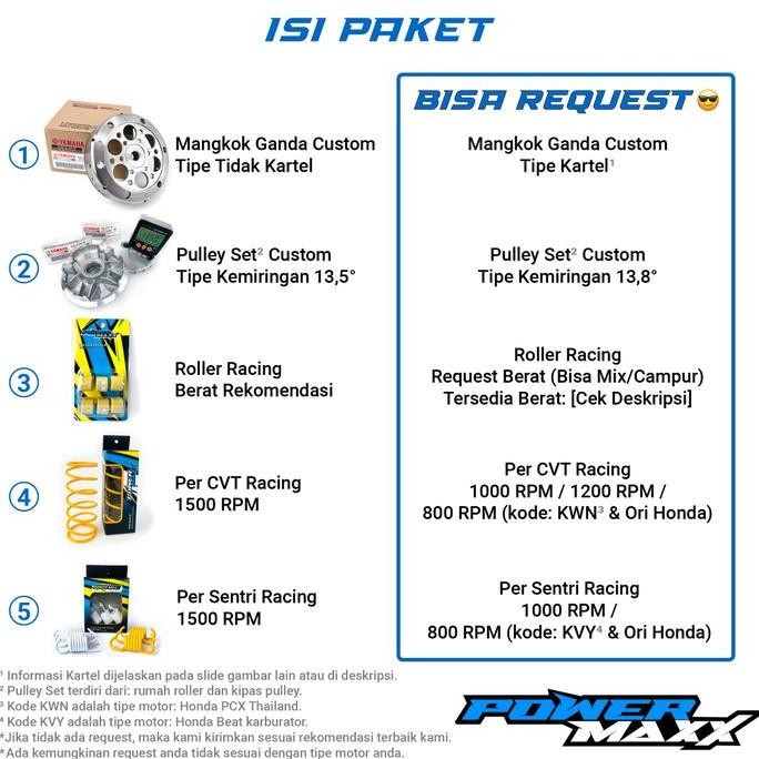 Paket Extra Full Upgrade Kirian Cvt Mio J M3 Smile Soul Z S Gear Gt 115 125 Karburator Karbu Fi Raci